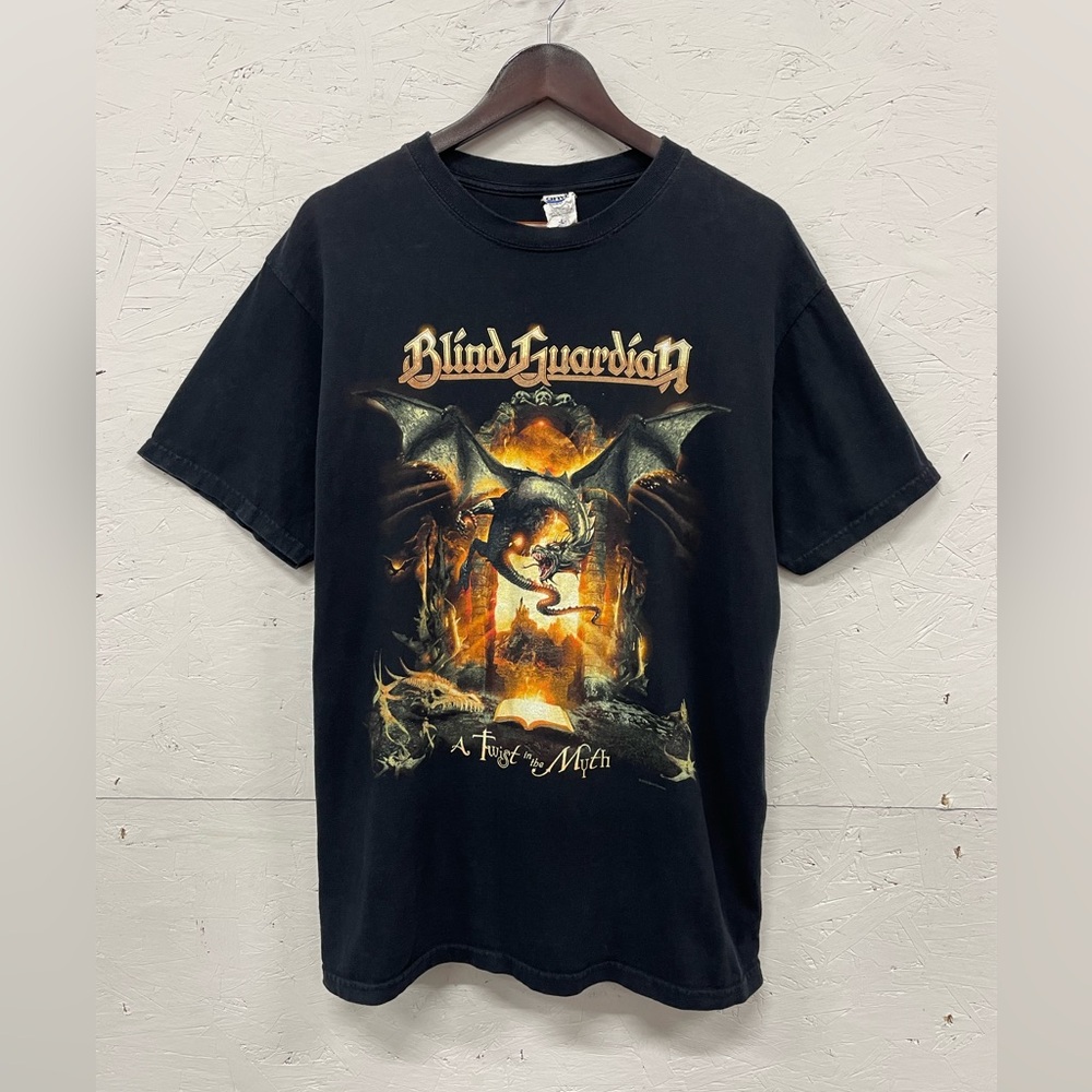 Vintage 00s Blind Guardian “A Twist in the Myth” Tour Tee, Size L, Dragon Flames